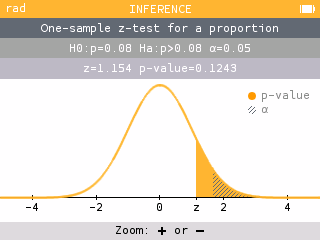 Calculator screen with statistics