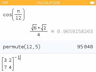 The calculation screen has familiar notation