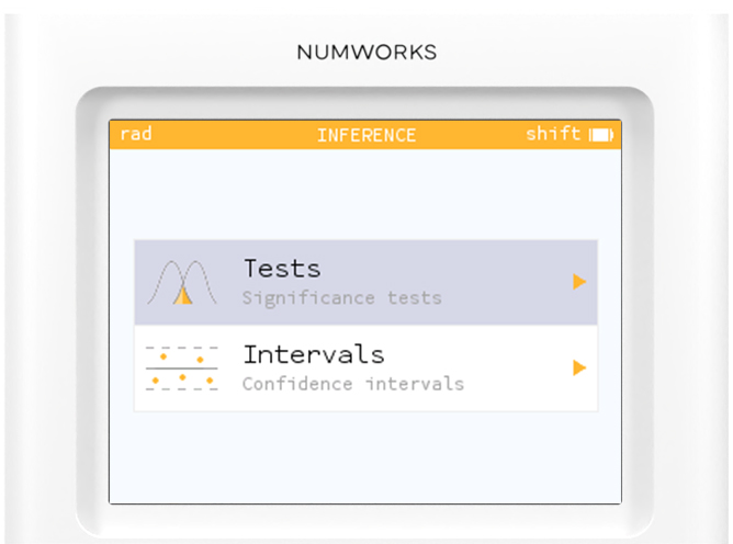 Distributions app on the NumWorks graphing calculator