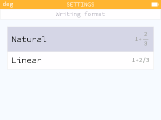 Selection of natural format in the Settings application