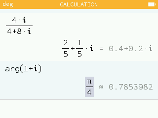Arguments of complex numbers are calculated with the number pi