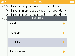 Selecting the turtle module in Python