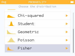 Fisher's distribution available in the Probabilities application
