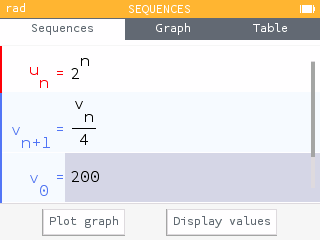 Sequences section of the Variables menu