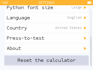 Restore calculator from Settings