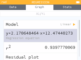 New Regression menu with possibility to copy the regression equation