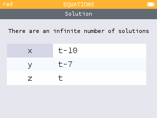 Linear system with infinite solutions