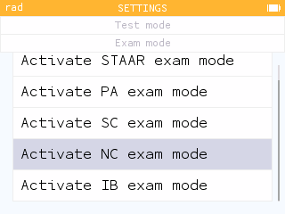 Activating the NC exam mode