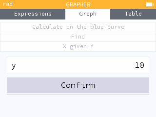 Inputting y = 10