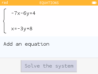 Entering a system of linear equations
