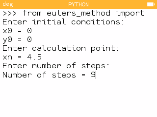 Input of the Euler script