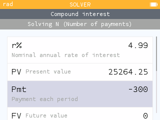 Inputting values into the finance solver