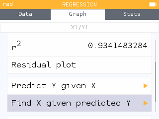 Viewing the tool Find X given predicted Y
