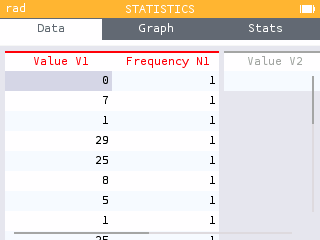 Entering the data into the data tab