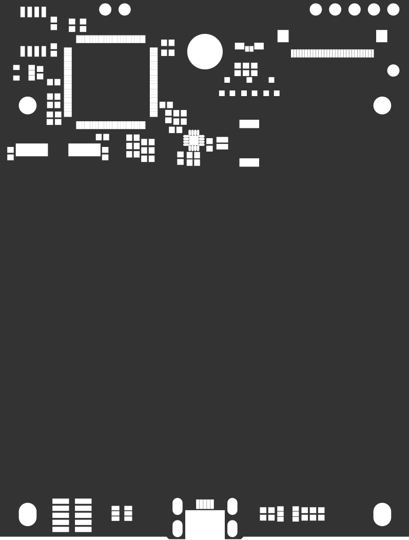 NumWorks graphing calculator PCB, top solder mask layer