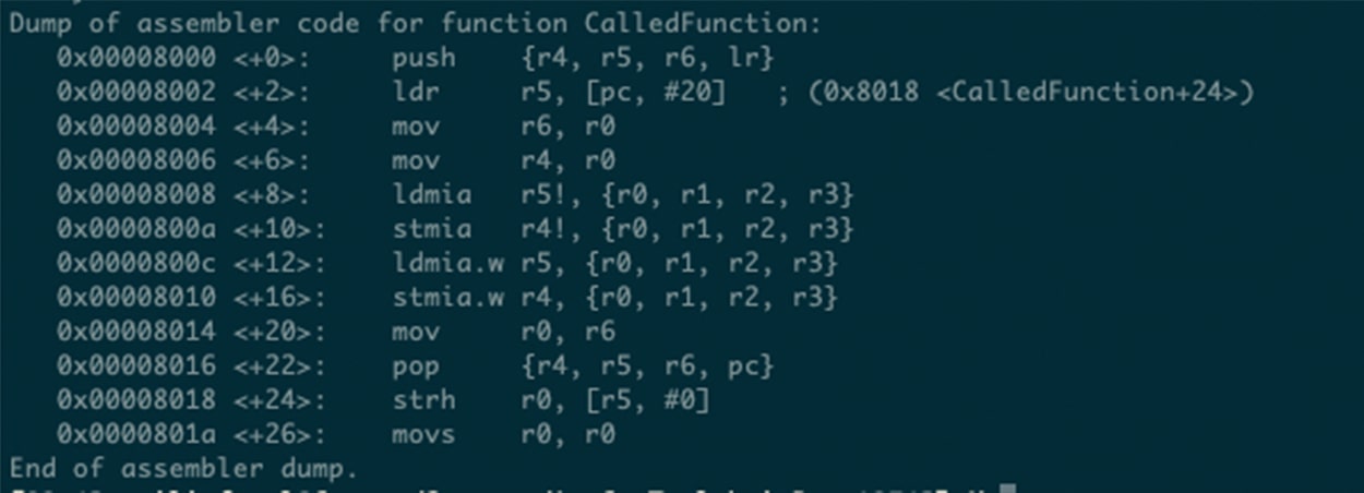 Code assembleur généré pour CalledFunction sans VFP