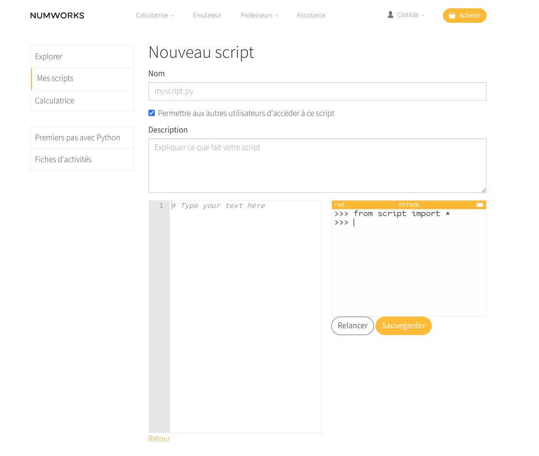 nouveau script