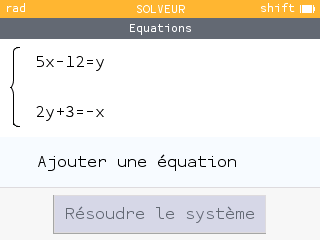 Ajout du système d'équations (i) dans l'application Solveur
