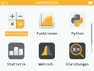 Interface de la calculatrice en allemand