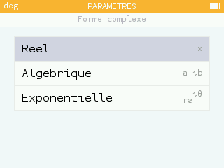 Choix du format des nombres complexes