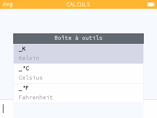 Ajout des unités de température degré Celsius et Fahrenheit