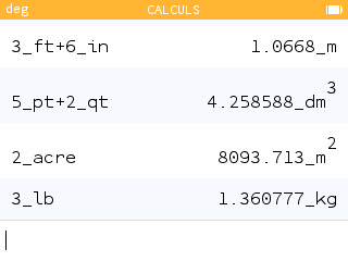 Utilisation des unités impériales dans l'application Calculs