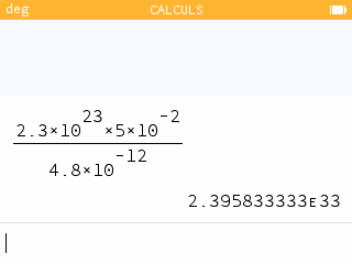 Le résultat exact est caché dans l'application Calculs si celui-ci est trop long 