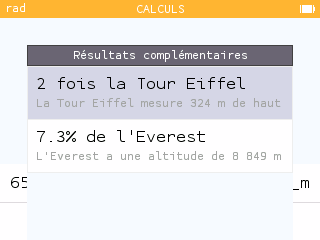 Comparaison avec des grandeurs de référence pour les calculs avec des unités