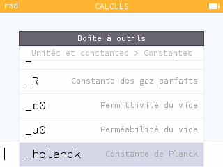 Constante de Planck dans la boite à outils