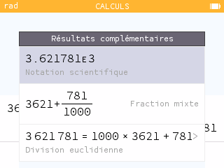 Notation scientifique dans les résultats additionnels