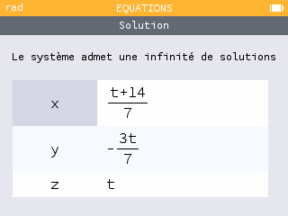 Système linéaire avec une infinité de solutions