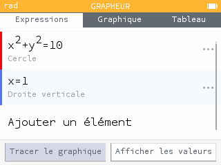 Intersection entre cercle et ligne verticale