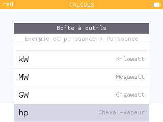 Ajout de l'unité cheval vapeur