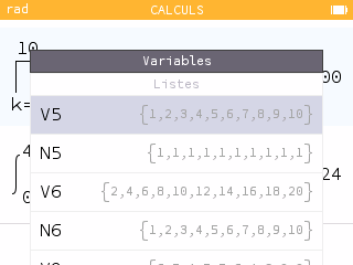 Mes 6 tables sont disponibles dans ma boîte de variables