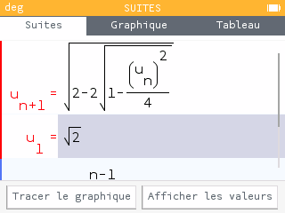 On entre la définition d'une suite par récurrence d'ordre 1 et de premier terme u1.