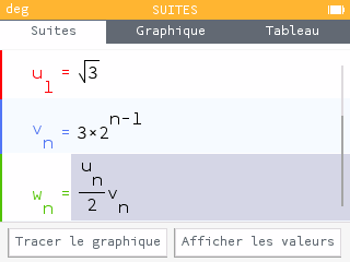 On définit w à partir des deux suites précédentes.