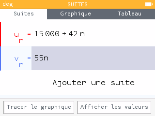 On définit les suites correspondant aux deux tarifs.