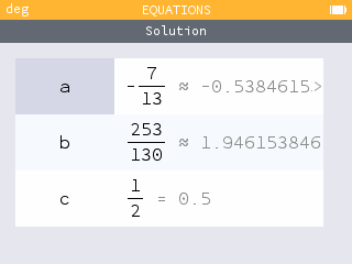 La calculatrice nous donne a=-0,54 b=1,95 et c=0,5.