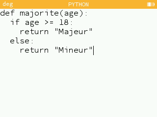 Exécution de la fonction avec un âge inférieur à 18.