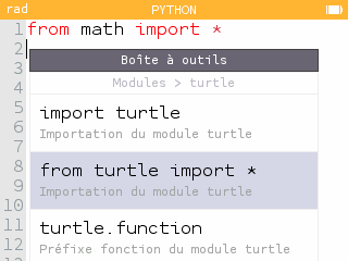 Importer le module turtle.