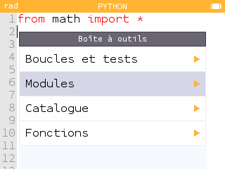 Dans la boîte à outils, on cherche le menu Modules.