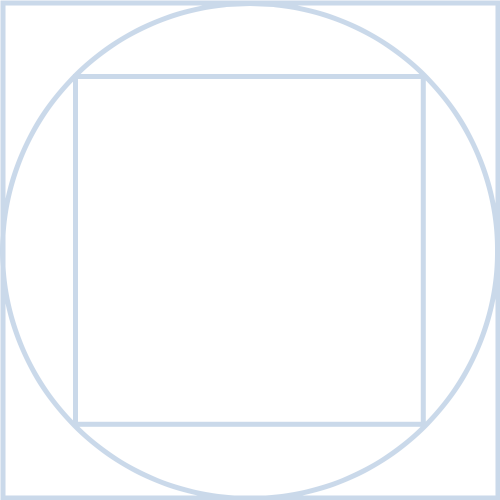 Un carré est inscrit dans un cercle, lui-même inscrit dans un autre carré.