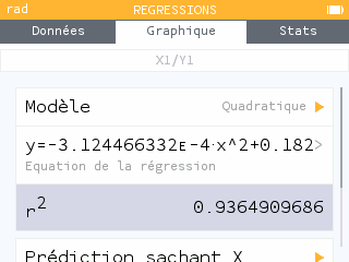 Calcul du r2 dans le sous-menu.