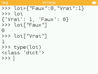 Utilisation d'un dictionnaire en Python.