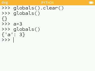 Effacement et remplissage de la fonction globals en Python.