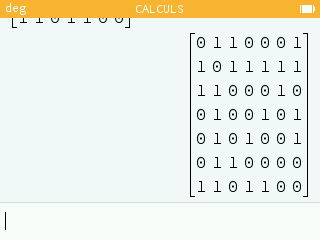 Matrice sur la calculatrice.