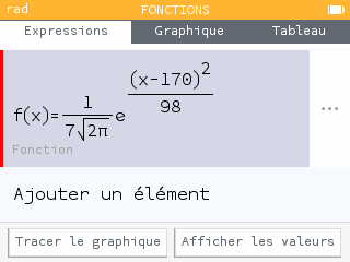 On entre l'expression de la fonction