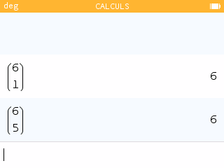 Le nombre de combinaisons de 1 parmi 6 est identique au nombre de combinaisons de 5 parmi 6, soit 6.