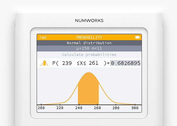 Probability app on the NumWorks graphing calculator