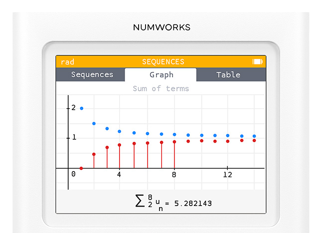 Sequences app on the NumWorks graphing calculator